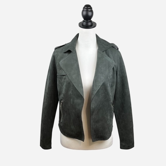 Philosophy Jackets & Blazers - Philosophy Open Faux Leather Cropped Jacket XS Pockets Carbon Crystal Moto NEW